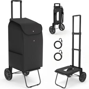 2 in 1 Shopping Carts for Groceries with 54L Waterproof Insulated Bag