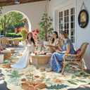 Lahome Floral Washable Rugs 8x10, Non-Slip Soft 8x10 Rugs for Living Room Bedroom, Ultra-Thin Stain Resistant Boho Accent Carpet for Dining Room Office Flore, Beige, 8' x 10'Rectangular