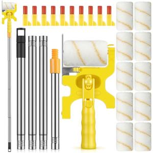 Leumoi 22 Paint Edger Kit Handheld Paint Edger Roller Brush with 10 Replacement Roller 10 Brush and Extension Pole for Home Wall Ceiling Indoor Outdoor