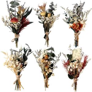 Fabbay 6 Pcs Mini Dried Flower Bouquets Boho Wedding Dried Flowers for Bridesmaid Proposal Mini Handmade Flowers Decor for Vase Crafts DIY Photo Decorations for Centerpieces Gift