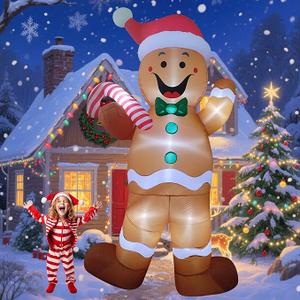 EEkiiqi 12ft Led Light up Giant Christmas Inflatable Outdoor Decor Blow Up Inflatable Yard Decoration for Yard/Party/Lawn/Garden/Doorway (Gingerbread Man)