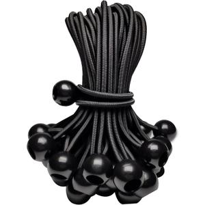 Heavy Duty Bungee Cords with Balls, 6 Inch Elastic Tie Down Straps for Outdoor Use, Ideal for Camping, Travel, Luggage, and More 50 Pack, Black