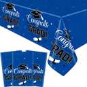 2 x 3 Pack Graduation Tablecloth, 54 x 108 Inch Congrats Grad Table Cloth, Plastic Disposable Rectangle Blue Class of 2026 Table Cover for Graduation Party Decorations and Party Supplies