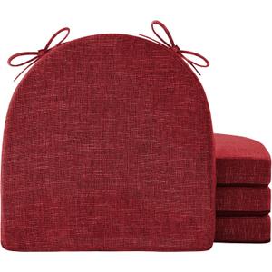 Chair Cushions for Dining Chairs with Ties and Removable Cover, Dining Kitchen Chair Pads with Non-Slip Bottom, High-Resilience Indoor Seat Cushions, 16'' x 16'' x 2'', Set of 4, Red