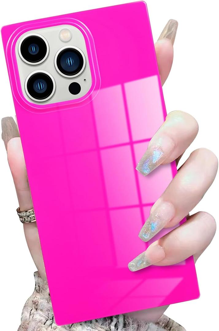 for iPhone 16 Pro Case, Bright Neon Trendy Shockproof Slim Phone Case for Women Girls [Never Fade] [Minimalist Aesthetic] [Reinforced Corners Protection] 6.3 inch 2024, Hot Pink