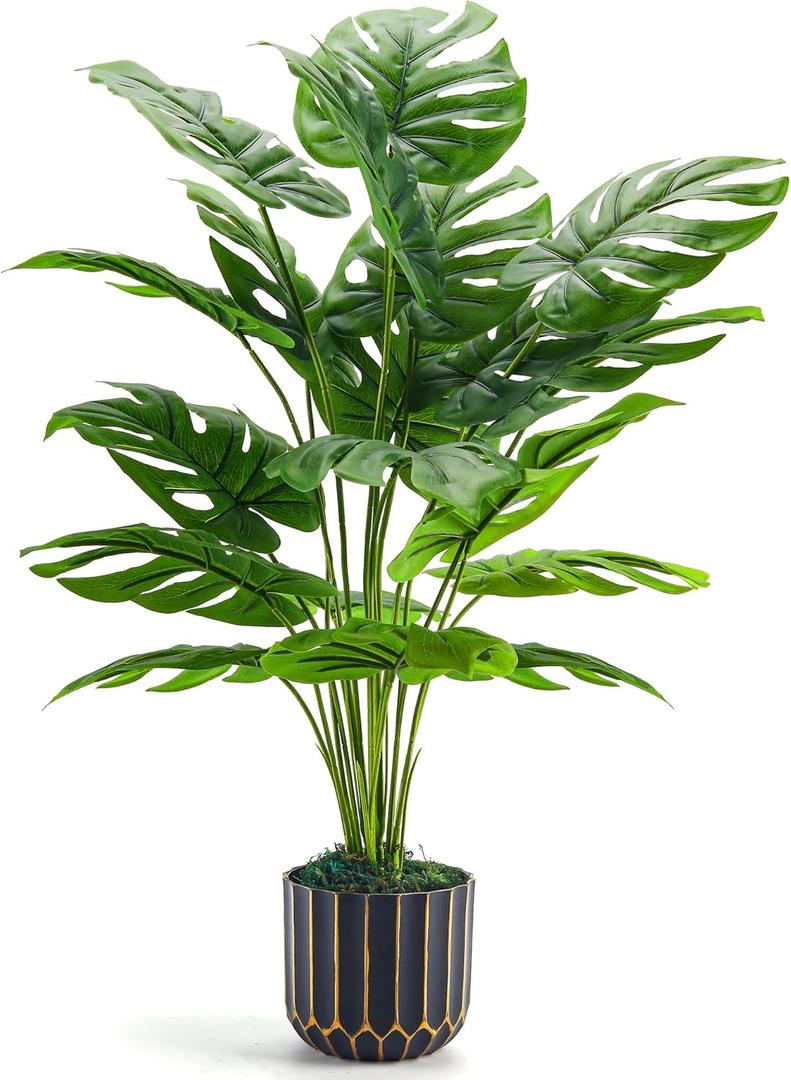 Der Rose Fake Plants Tall 28'' Artificial Monstera Faux Plants Indoor for Living Room Home House Decor