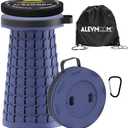 ALEVMOOM Upgraded Collapsible Stool with Cushion & Bag, 18" H Portable Retractable Telescoping Folding Stool for Adults, Lightweight But Sturdy Capacity 600 lbs for Camping Fishing Hiking Travel
