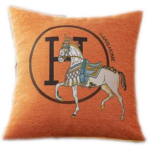 Croker Horse 18x18'' inches Throw Pillow Cushion Covers Set Pack of 2 Pcs - Luxury Horse Embroidery Modern Style Couch Sofa Pillow Cover for Living Room Bedroom (Orange)