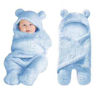 XMWEALTHY Cute Baby Items Newborn Plush Nursery Swaddle Blankets Soft Infant Girls Clothes Light Blue