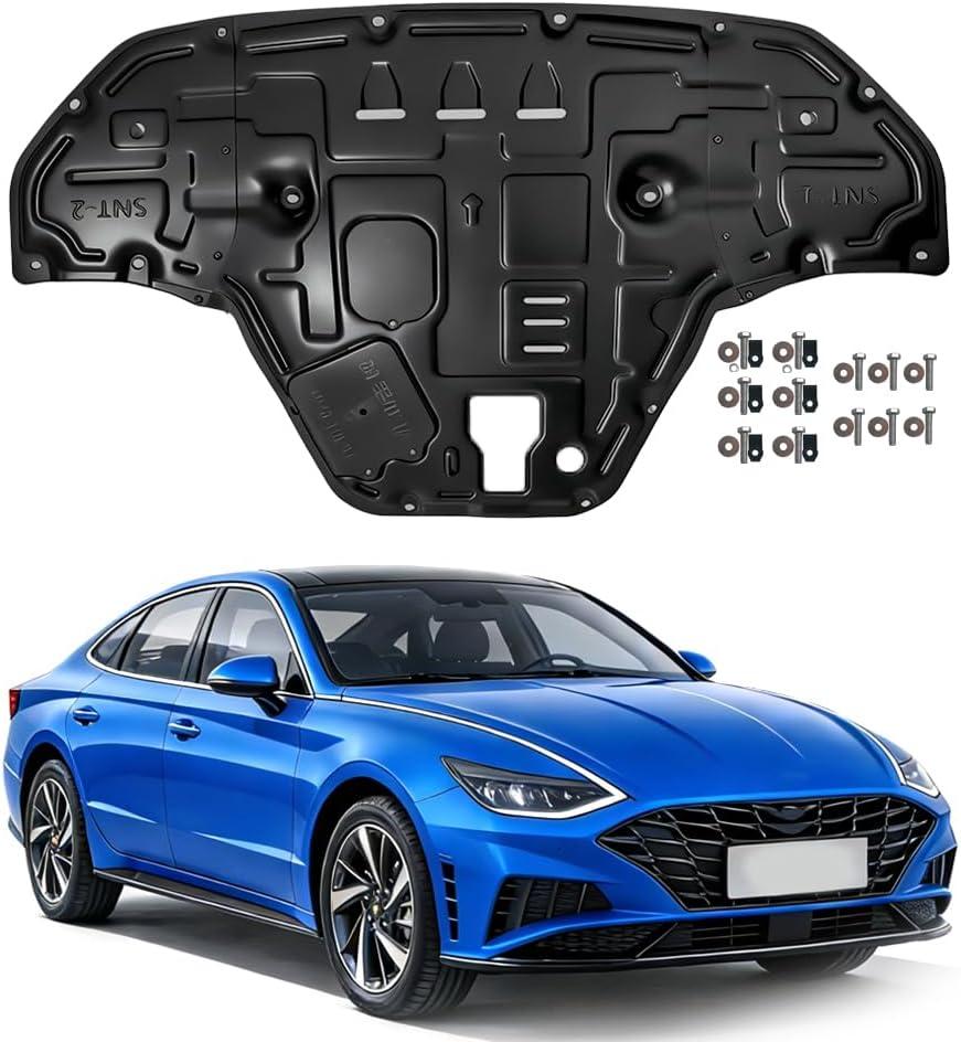 Engine Splash Shield Fit for Hyundai Sonata 2020-2023 Engine Case Guard Under Cover Compatible with 2021 2022 Sonata Front Engine Guard Mud Flaps (Black)