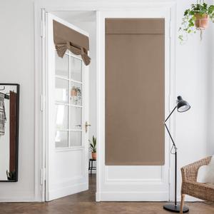 HOMEIDEAS Cappuccino Blackout Door Curtain,Coffee Privacy French Door Curtains, 26 X 68 Inch Room Darkening, Thermal Insulated Tie Up Shades for Bedroom, 1 Panel