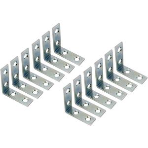 QCAA Angle Bracket Corner Brace Durable Thicker Steel Construction, Zinc Plated, 1-1/2"x1-1/2 x1/2" x1.8 mm, Made in Taiwan, 12 Pack