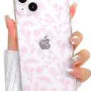 Lovmooful Compatible for iPhone 13 Case Cute Clear Oil Flower Floral Leaf Design for Girls Women Soft TPU Shockproof Protective Girly for iPhone 13-Small Pink Floral