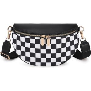 Eslcorri Small Crossbody Sling Bag for Women Trendy - Fanny Packs Leather Chest Belt Bum Bag Anti Theft Purse for Travel (#150 Nylon Black)