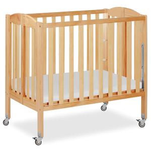 Dream On Me 3 in 1 Portable Folding Stationary Side Crib in Natural, Greenguard Gold Certified, Safety Wheel with Locking Casters, Convertible, 3 Mattress Heights
