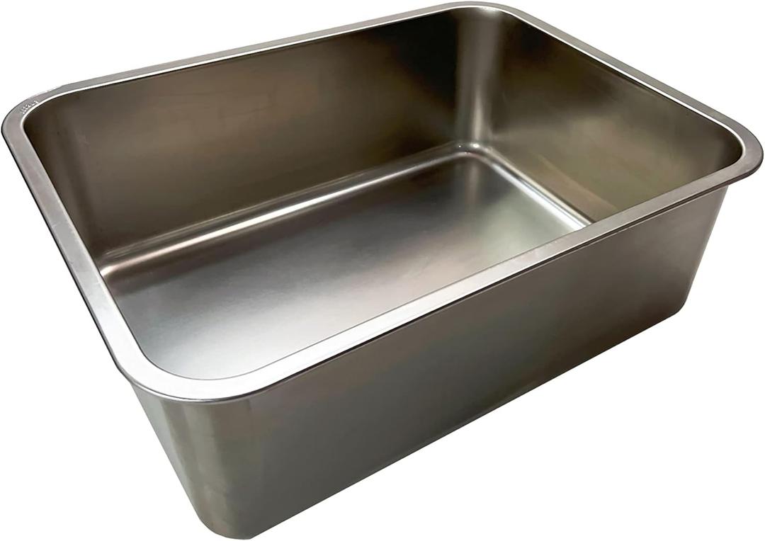 Stainless Steel Pet Litter Box, XL8, 24 x16 x8 for Cat, Dog & Rabbit, Corrosion Resistant Easy Clean No Residue Build Up Never Absorbs Odor Stains Rusts Durable Pan (XL (24"x16"), 8" Deep)