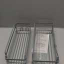 Orimade Shower Caddy Basket Shelf Storage Rack, No Drilling Wall Mounted Adhesive Rust Proof Stainless Steel Shower Organizer with 5 Hooks for Bathroom, Light Blue Grey 2 Pack