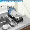 CHLORYARD Small Dish Drying Rack, Compact Sink Dish Drainer Plate Rack Organizer with Utensil Holder and Drainbaord for Kitchen Counter, RVs, Apartments