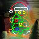 Gingerbread Man Neon Sign Xmas Tree Led Neon Light for Wall Decor, Dimmable USB Powered Cute Christmas Neon Light Up Sign for Winter Presents Bedroom Living Room Home Office Man Cave Bar Decorations