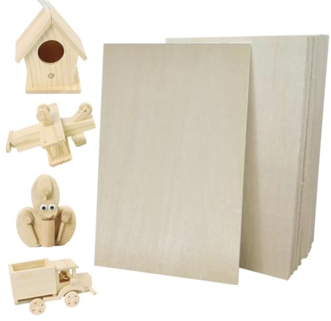RMSPO 32 Pcs Basswood Sheets,4 x 6 x 1/16 Inch Thin Unfinished Wood Sheet for Craft,Wooden DIY Ornaments,Crafting Planks, Laser Cutting& Engraving 2 Pack