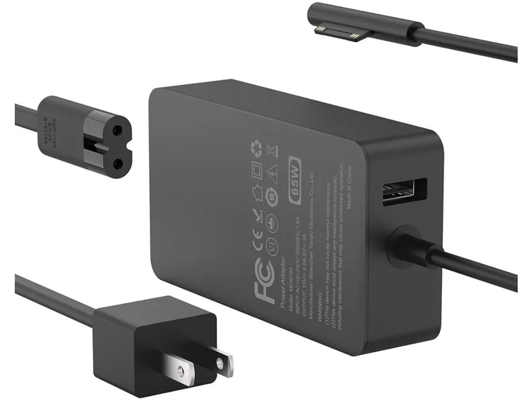 65W Charger Compatible with Microsoft Surface Pro 11, 10, 9, 8, 7+, 7, 6, 5, 4, 3, X, Power Adapter for Windows Surface Laptop 7/6/5/4/3/2/1, Go Tablet, Book 3/2/1, Support 44W, 36W, LED, 10FT