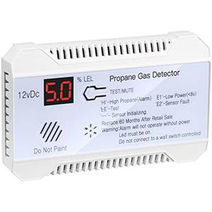 funomo RV Propane Gas Detector, 85dB Loud Alarm DC 12V, Mini Compact Design RV Propane Alarm for Trailer, Camper, Motorhome, Motorcoach (White)