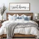 Sweet Dreams Wall Decor Above Bed Sign 24''x10'' Large Wood Framed Master Bedroom Guest Room Sweet Dreams Signs Farmhouse Rustic Wall Art Decoration (Wood)
