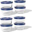 16-Piece Glass Food Storage Containers Set (2 Containers + 2 BPA-Free Lids) | 6.5-Cup, Leakproof | Microwave, Freezer, Oven & Dishwasher Safe | Ideal for Meal Prep & Pantry Organization, Blue