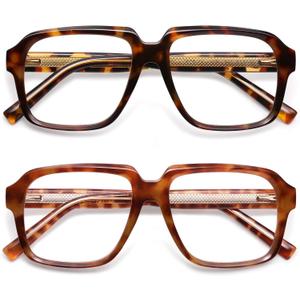 AMOMOMA Oversized Square Reading Glasses for Women,Men,Men Blue Light Blocking Computer Readers Spring hinge AM6185
