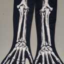 SAFIGLE 1 Pair Halloween Skeleton Gloves Full Finger Bone Gloves Long Sleeve for Halloween Cosplay Party Decor (Size 3)