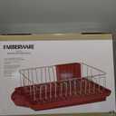Farberware Classic Large Rust Resistant Full Dishrack with Removable 3 Compartment Flatware Caddy, Andlged Drain Board, 3-Piece, Red
