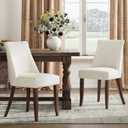 COLAMY Upholstered Dining Chairs Set of 2, Mid Century Modern Kitchen Chairs with Back, Farmhouse Fabric Side Dining Room Chairs with Wood Legs for Dining Room Restaurant, Beige