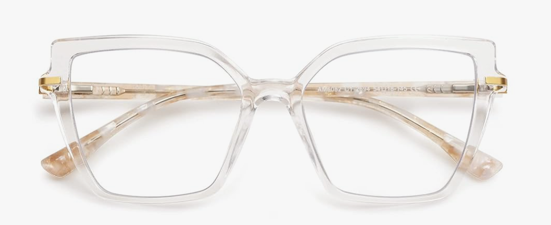 AMOMOMA Trendy Square Blue Light Blocking Reading Glasses for Women Women's Readers Spring Hinge AM6082 1 pack