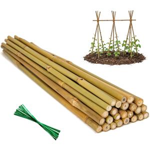 Plant Stakes Natural Bamboo Sticks - 25 Pcs Bamboo Garden Stakes for Plants 3 FT Plant Support Sticks with Twist Ties for Tomatoes Beans Orchid Flowers Indoor Outdoor Potted Climbing Plants