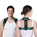 Posture Corrector for Women & Men - Adjustable Upper Back Brace Straightener Suitable for Lumbar, Shoulder, Neck, Scoliosis, Providing Comfortable Elastic Support and Pain Relief (Black)