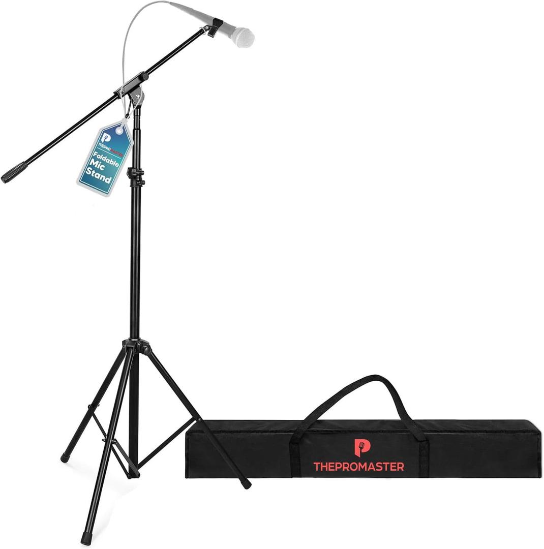 ProMaster Tripod Microphone Stand - Universal and Adjustable Professional Audio Telescopic Gooseneck, Boom Arm Tripod Microphone Stand with Universal  Adapter - Black ProMaster Tripod Microphone Stand - Universal and Adjustable Professional Audio Telescopic Gooseneck, Boom Arm Tripod Microphone Stand with Universal  Adapter - Black