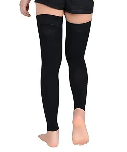 KEVVI Thigh High Footless Compression Sleeves for Women & Men, Thigh High Leg Sleeves Firm 20-30 mmHg Graduated Support Compression Stockings For Circulation Leg 20-30mmHg Ted Hose Support (BLACK, 5XL KEVVI Thigh High Footless Compression Sleeves for Women & Men, Thigh High Leg Sleeves Firm 20-30 mmHg Graduated Support Compression Stockings For Circulation Leg 20-30mmHg Ted Hose Support (BLACK, 5XL