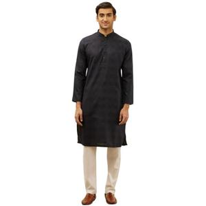 Manyavar Men Cotton Self Design Kurta Pyjama Set, 3XL
