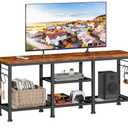 Furologee TV Stand for TVs up to 55 Inch, Entertainment Center with Open Storage Shelves, Media Console Table with Soundbar Shelf for Living Room, Bedroom, Rustic Brown