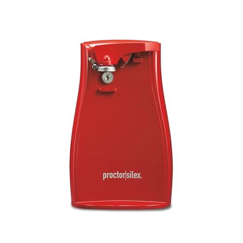Proctor Silex Power Electric Automatic Can Opener for Kitchen with Knife Sharpener, Twist-off Easy-Clean Lever, Cord Storage, Red (75226) 2pcs