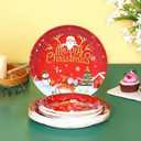 Christmas Paper Plates and Napkins Set, Christmas Plates Cups Napkins Forks Tablewares Party Supplies Serve 24
