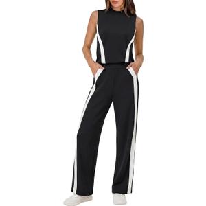 COCCKO Womens Travel Outfits Lounge 2 Piece Sets Summer Wide Leg Sweatsuit (XL)