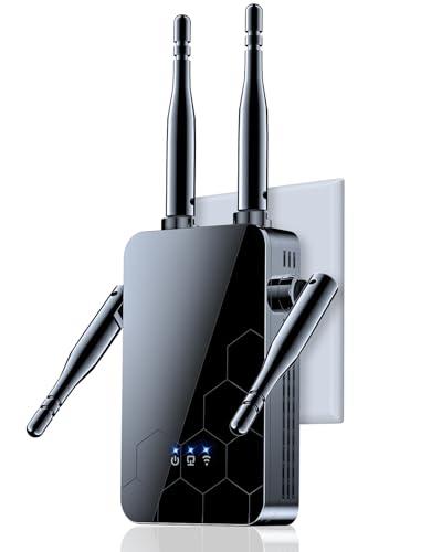 WiFi Extender Internet Booster, 10000 Sq.ft Long Range Repeater Wireless Routers Amplifier, Mesh Wi-Fi 80% Faster | Broader Than Ever, Support More Network Devices at Home, 1 Tap Setup