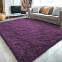 OLANLY 5x8 Machine Washable Large Area Rugs for Living Room, Bedroom, Soft Fluffy Shaggy Bedside Rug, Indoor Floor Carpet for Kids Girls and Boys, Dorms, Nursery, Home Decor Aesthetic, Dark Purple