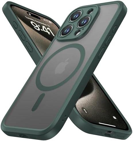 Magnetic Guard Designed for iPhone 15 Pro Max Case [Camera Protection] [Military Grade Drop Tested] [Compatible with MagSafe] Slim Translucent Matte Phone Case (6.7") - Dark Green