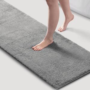 Madison Park Marshmallow Bathroom Rug Non Slip, Luxrurious Plush Bath Mat, Absorbent, Quick Dry, Spa Design Bath Room Décor, 24x72, Grey