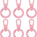 Uxcell 6Pcs Swivel Clasp Clip, Metal Spring Snap Hooks Keychain Key Ring Double Opening Lobster Claw Clasp Zinc Alloy Purse Clips for Jewelry Crafts Lanyard Making, Light Pink
