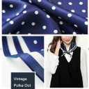 ANDANTINO 100% Mulberry Silk Square Scarf for Hair-25.6" X25.6'' Women Men Natural Silk Neckerchief Digital Printed Headscarf (Navy Blue Polka Dots)