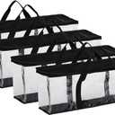 Fasmov Set of 4 DVD Storage Bags Hold up to 160 DVDs (40 Each Bag), Water Resistant DVD Holder Case with Handles, Transparent PVC Media Storage for DVDs, CDs, Video Games, Books