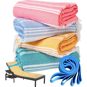 Genovega 4 Packs Oversized Turkish Beach Towel Thin Quick Dry Sand Free Pool Swim Towels Large XL Adult Clearance Blanket Travel Vacation Accessories Essentials Rhombus